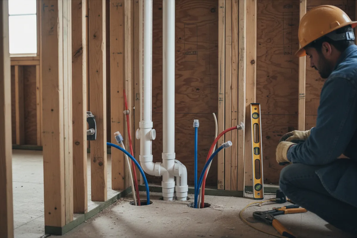 Drain and supply rough-in during Sump Pump Repair in Hyrum